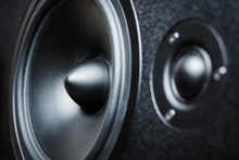 Close Up Of High And Low Frequency Speakers, Membrane Audio Speaker