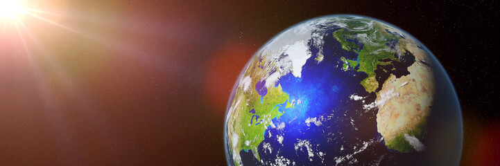 Wall Mural - planet earth, so-called ''blue marble'' lit by the sun