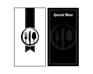 Wall Mural - Vector Label Special Menu on the Restaurant with Fork, Spoon, and Knife in the Classic Circle Logo Template Design Inspiration