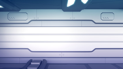 Wall Mural - 3D rendering of realistic sci-fi spaceship corridor