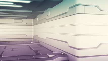 Wall Mural - 3d illustration of futuristic design spaceship interior. render