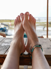 woman relaxing showing her feet