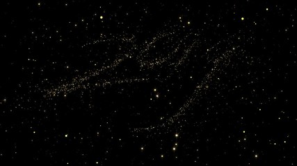 Wall Mural - 2019 numbers from shining gold particles formed on a holiday animated Happy new year black background.