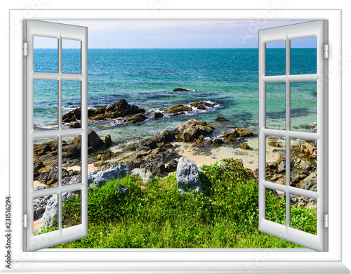 Fototapeta okno  widok-na-morze-otwarte-okno