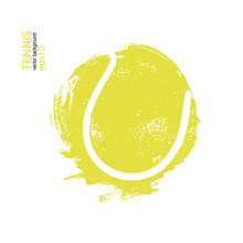 Vector Illustration Tennis Ball Isolated. Design Print For T-shirts, Hand Drawing. Element Sports For The Poster, Banner, Flyer, Grunge, Spray).