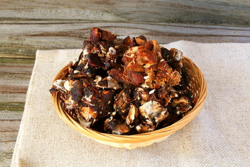 peeled ripe dryTamarind fruit top view