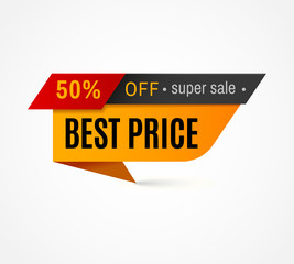 Sticker - Price label. Special offer sale tag. 50 off discount sticker, retail badge vector template