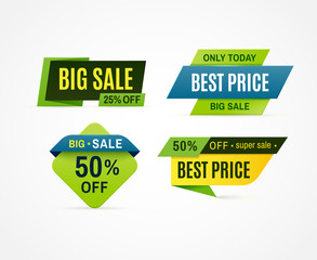Wall Mural - Price tag. Sale offer banner, discount promotion price badge. Vector big sale labels collection