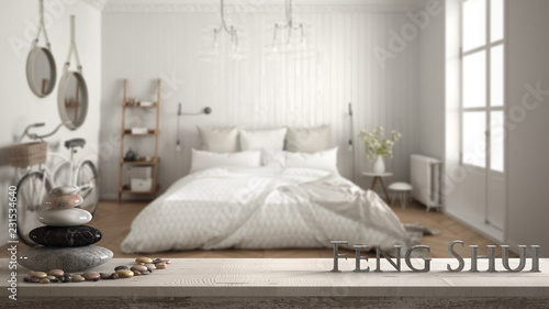 Wooden Vintage Table Shelf With Pebble Balance And 3d