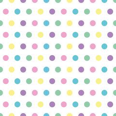 Wall Mural - seamless background of pastel colored polka dots on white