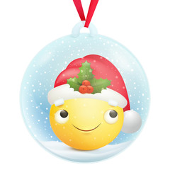 Wall Mural - Glass snow ball decorative souvenir with cartoon yellow emoji character inside