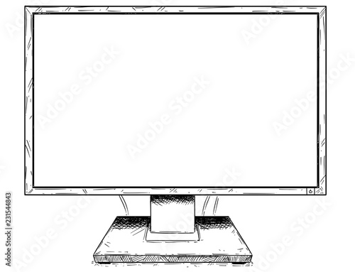 Vector Artistic Pen And Ink Drawing Illustration Of Empty Desktop
