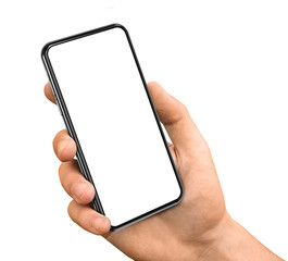 Wall Mural - Smartphone in hand blank screen frameless design