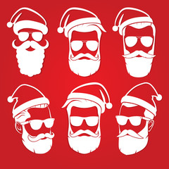 Wall Mural - Set of Hipster Santa Claus icon. Vector illustration.