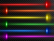 Laser beam set. Colorful rainbow laser beam collection isolated on transparent background. Neon lines. Glow party laser beams abstract effect. Bright futuristic design elements. Vector illustration