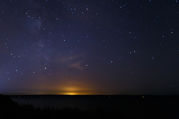 blue dark night sky with many stars. milky way cosmos background. the stars in the night sky. starry