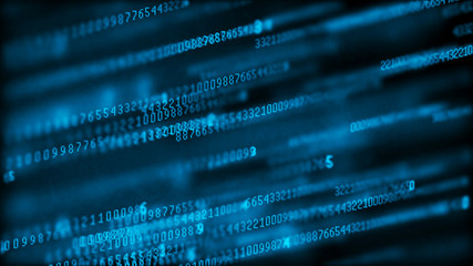 Wall Mural - digital background matrix. data packets. binary computer code. hacker concept. 3d rendering