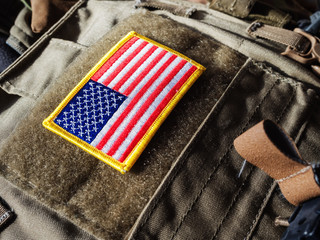 u.s. flag velcro patch on the plate carrier