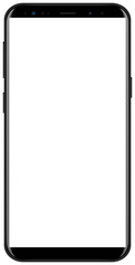 Aufkleber - Brand new smartphone black color with white screen mockup. Front view of modern android multimedia smart phone easy to edit and put your image.