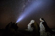 The amazing night skies at Atacama Desert, here in the coast area with the Virgin rock formation and its silhouette in front of the sky close to Virgin Beach at Copiapo, an awe and mystic nightscape
