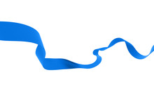 Silk Blue Ribbon On White Background. 3d Render