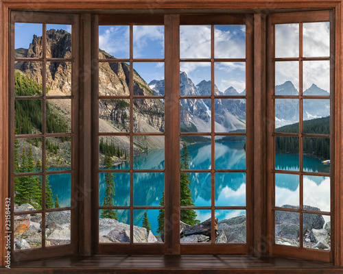 Naklejka dekoracyjna 3d window view. 