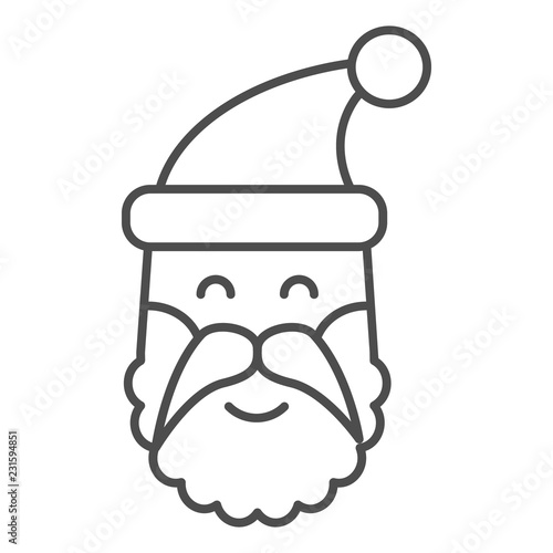 Santa Claus Head Thin Line Icon Santa Claus Face Vector