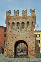 Canvas Print - Imola, Italy,  antique city door Porta Montanara.