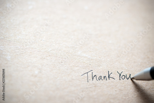 Cuadros en Lienzo Hand writing thank you on piece of old grunge paper