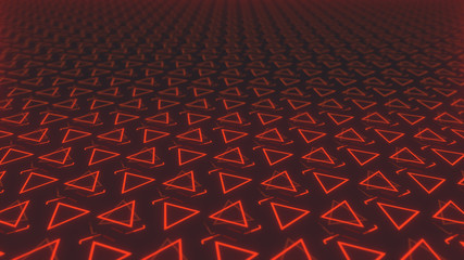 Wall Mural - abstract seamless dynamic background of red symmetrically rotating triangles with depth of field 3d 