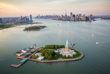 New York Statue Of Liberty From Aerial View