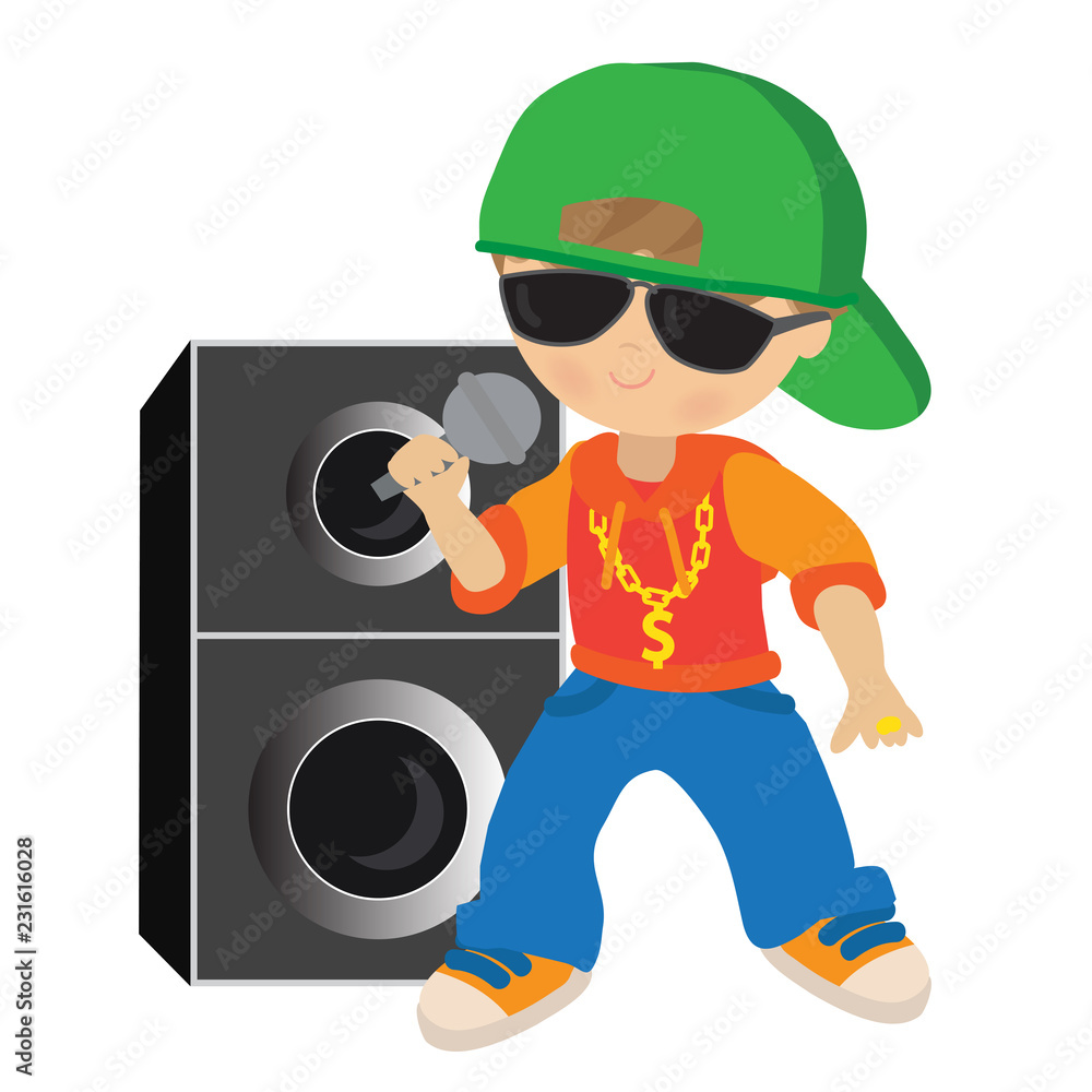 Rapper boy vector cartoon illustration Stock Vector | Adobe Stock