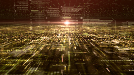 Aufkleber - Futuristic digital matrix particles grid virtual reality abstract cyber space environment background