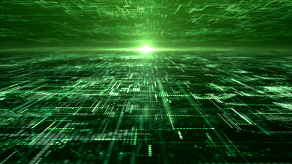 Fototapete - Futuristic digital matrix particles grid virtual reality abstract cyber space environment background