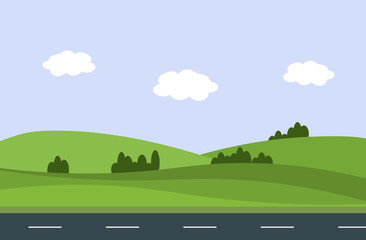 Vector illustration Sky,Mountain and road