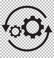 workflow icon on transparent. flat style. gear and arrow icon for your web site design, logo, app, UI. workflow automation icon. workflow concept sign.