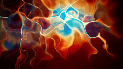 Wall Mural - abstract futuristic multicolored blue red liquid waves and ripple. isolated colorful dispersion 3d i