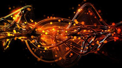 Wall Mural - abstract futuristic golden red and yellow molten glass waves and ripple. isolated colorful motion gr