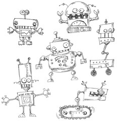 Robot doodles isolated