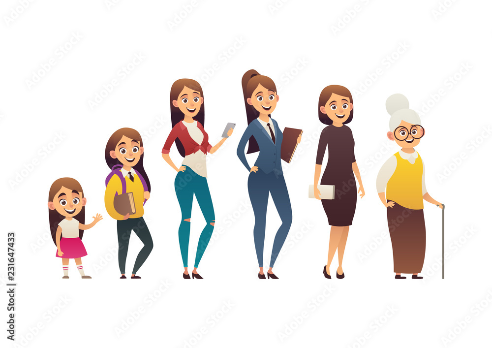 Character of woman in different ages generation people and stages ...