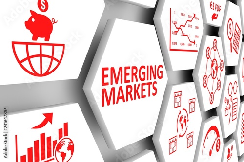 Fotografía EMERGING MARKETS concept cell background 3d illustration