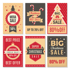 Poster - Christmas sale banners. New year special offers and discounts deals labels coupon vector template. Poster discount holiday, winter offer illustration