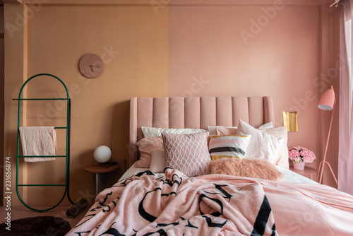 Cozy Pink Bedroom Corner Decorated With Comfortable Pink