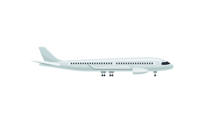 Wall Mural - large passenger airplane, side view. air transport. airport and travel theme. flat vector element fo