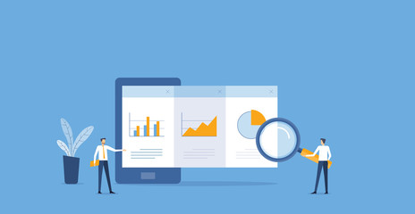 Aufkleber - flat business analytics and monitoring  finance report graph on mobile  concept
