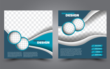 Wall Mural - Square flyer template. Simple brochure design. Poster for business, education, advertisement, banner, ad banner. Blue color. Vector illustration.