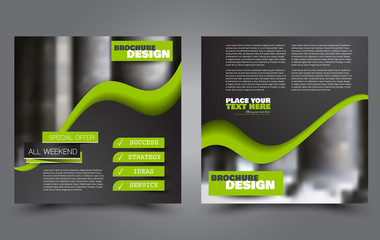 Wall Mural - Square flyer template. Simple brochure design. Poster for business, education, advertisement, banner, ad banner. Black and green color. Vector illustration.