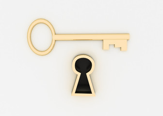 golden key and keyhole