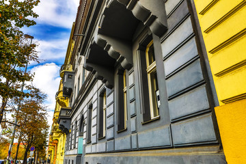 Wall Mural - Traditional Czech architecture of antique Prague buildings at autumn.