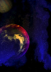 Wall Mural - purple planet in the space